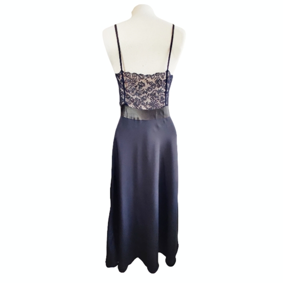 Vintage 1930's Glamourous Black Bias Cut Silk/Lace Slip-Dress  Bound Scallop Hem - Picture 2 of 11